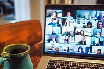 Laptop in a Zoom meeting