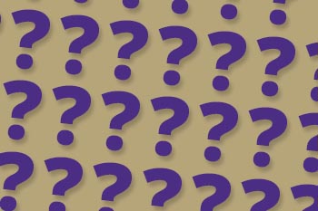 Question marks on gold background