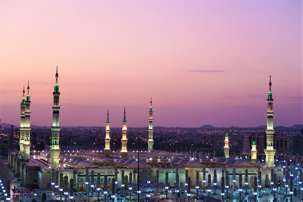 Mosque, Masjid al nabawi, Sunrise image, 