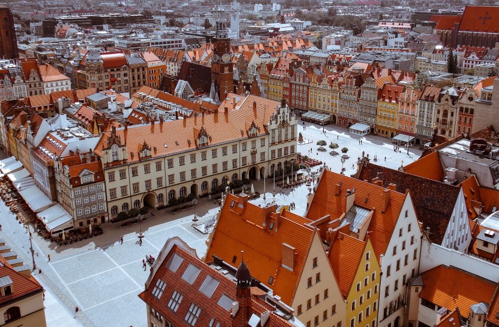 Old town city view, The market, Wroclaw., 