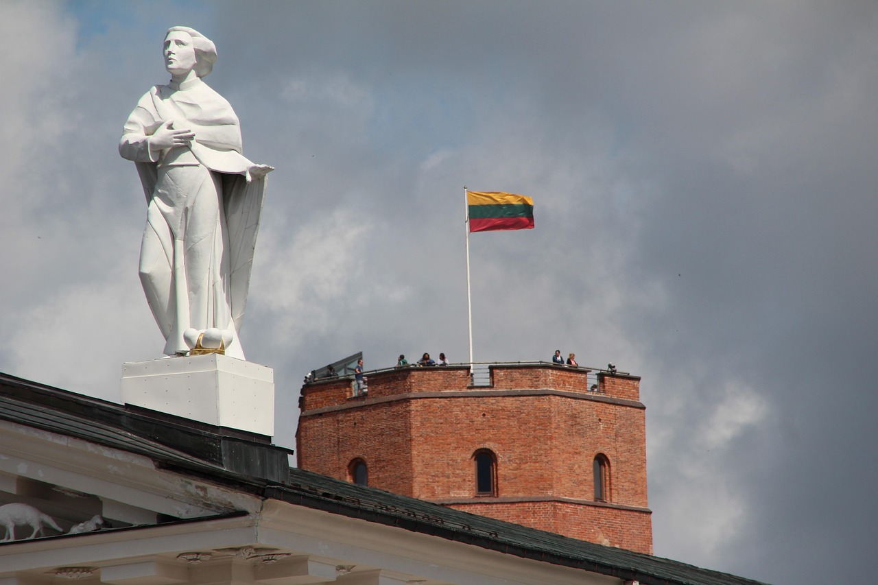 Castle with flag in Vilnius, 