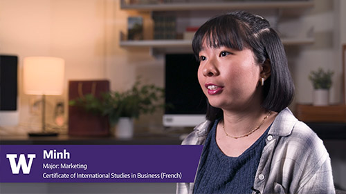 video thumbnail of a French language student speaking