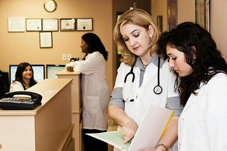 Medical professionals talking